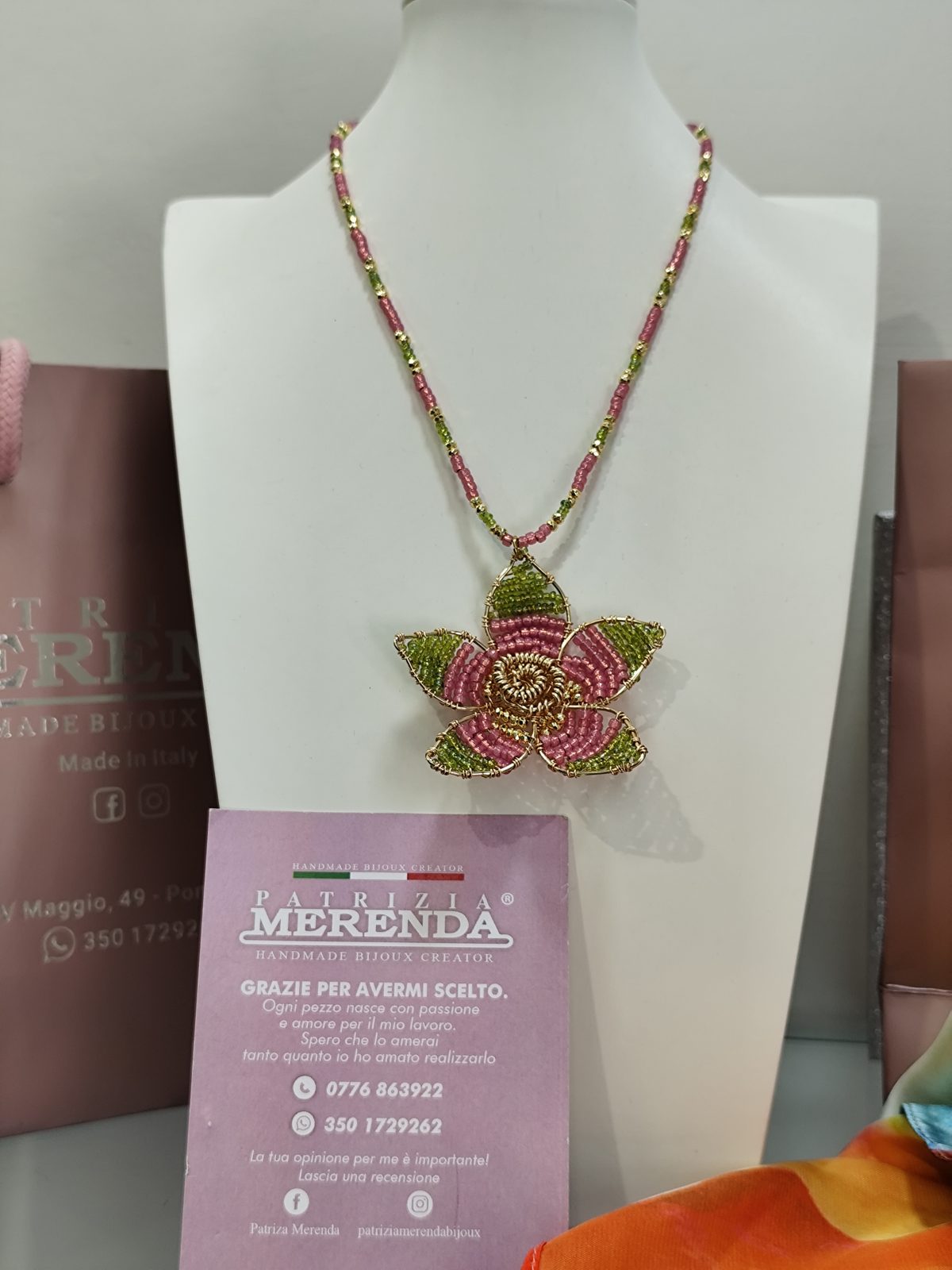Collana con pendente e perline miyuki