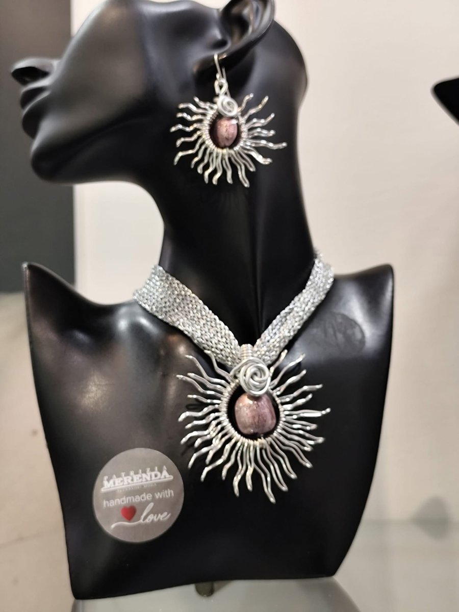 Completo Sole in rame con perle di Murano