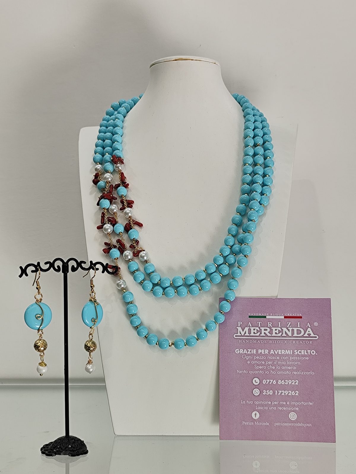 Collana pietre di fiume e corallo