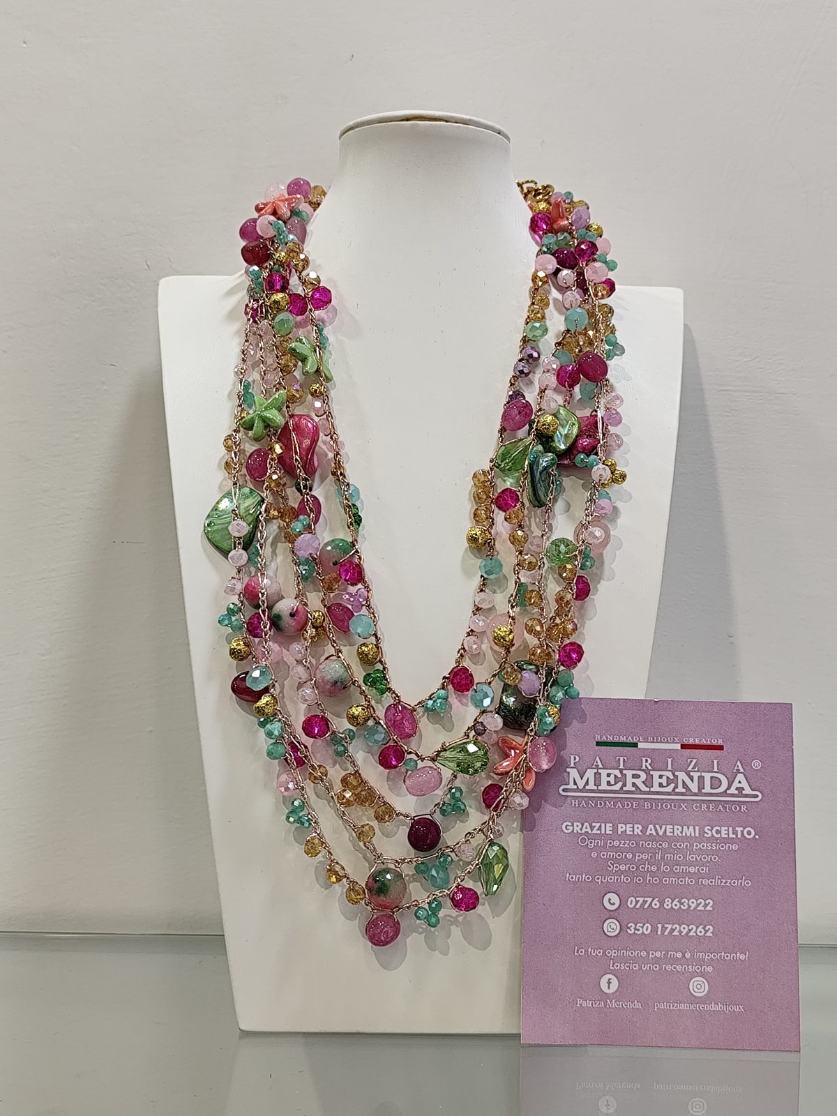 Collana multi filo crochet