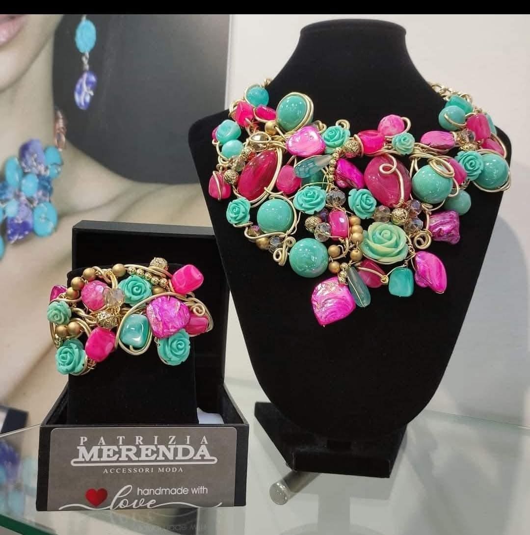 Parure fucsia tiffany (bracciale e collana)