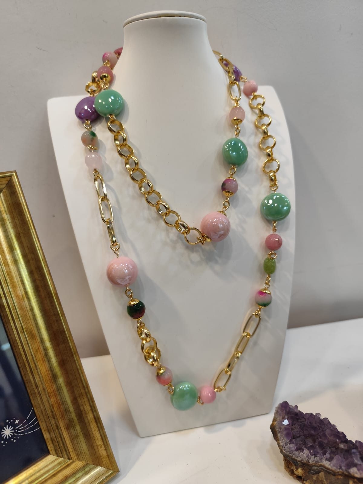 Collana con catena e caramica