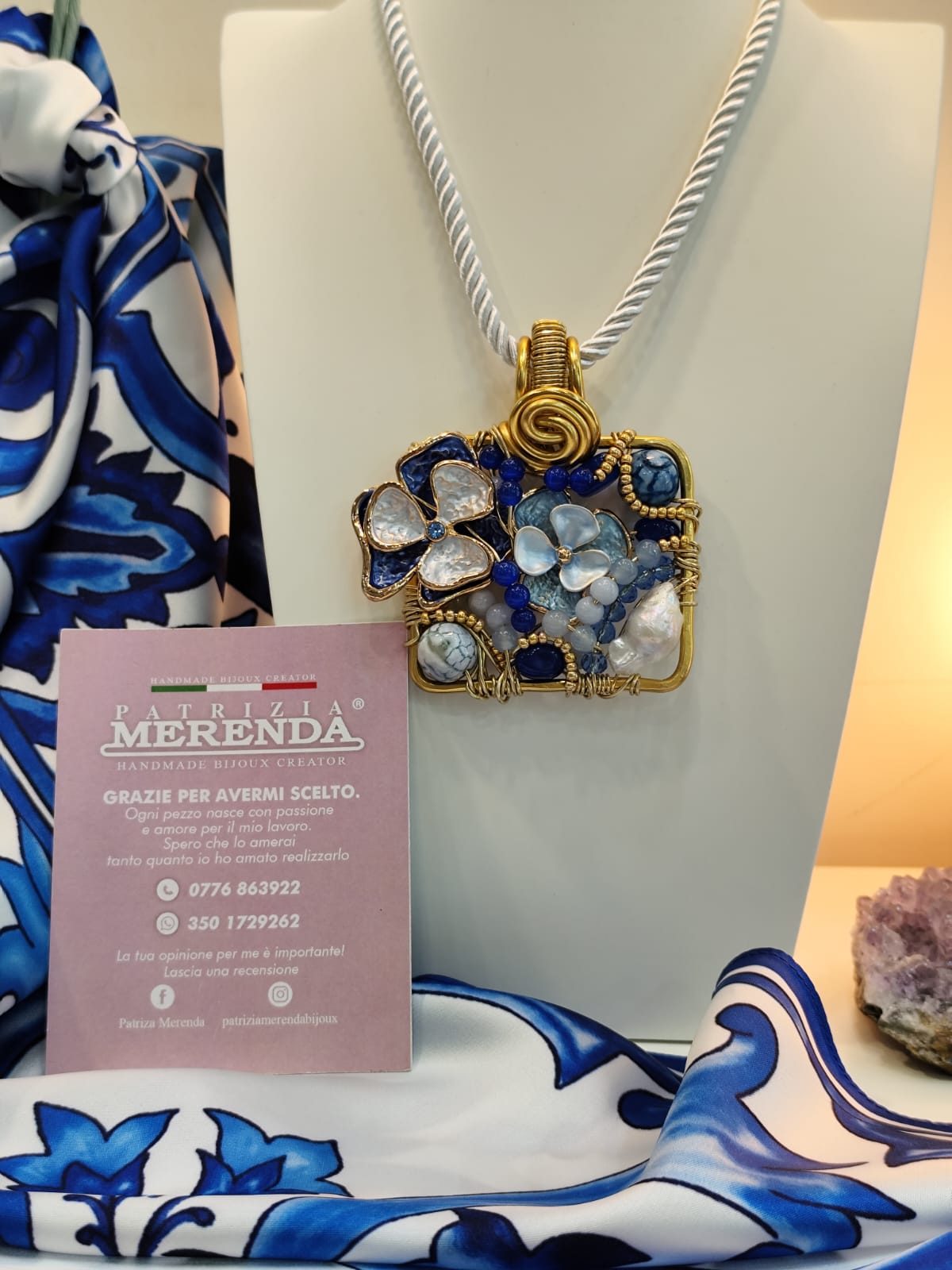 Pendente quadrato blu