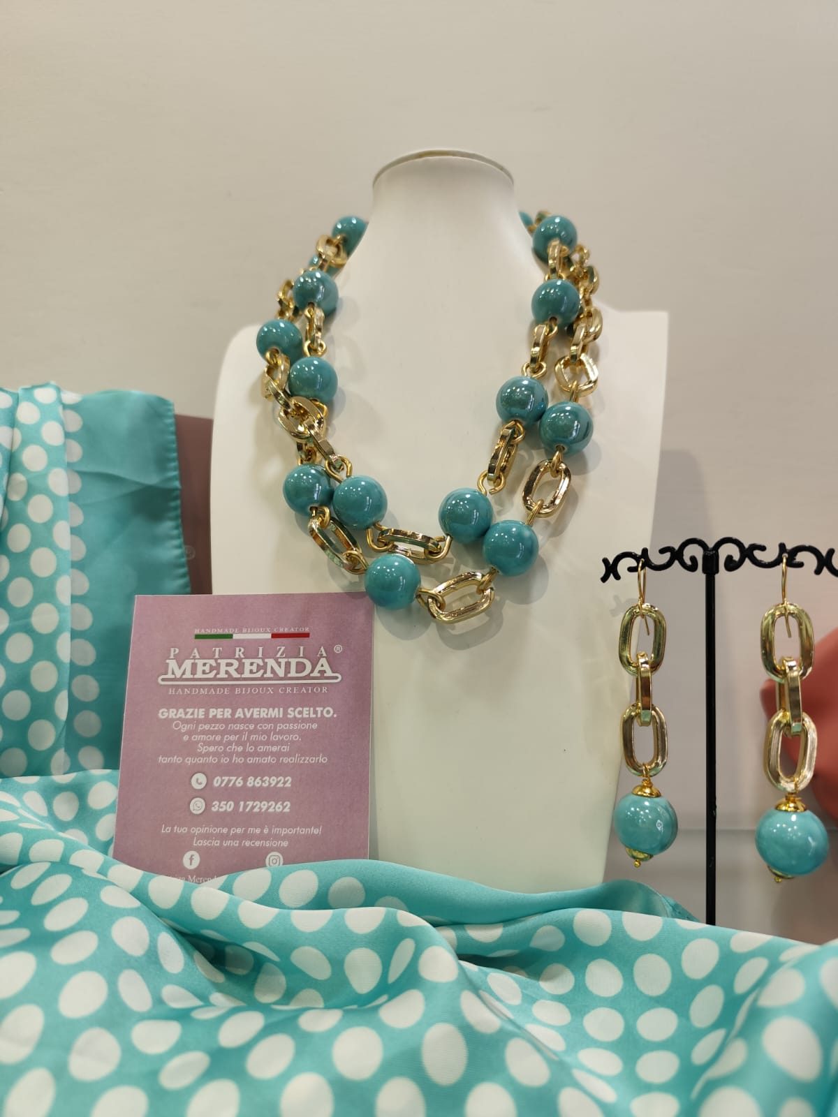 Collana catena e ceramica