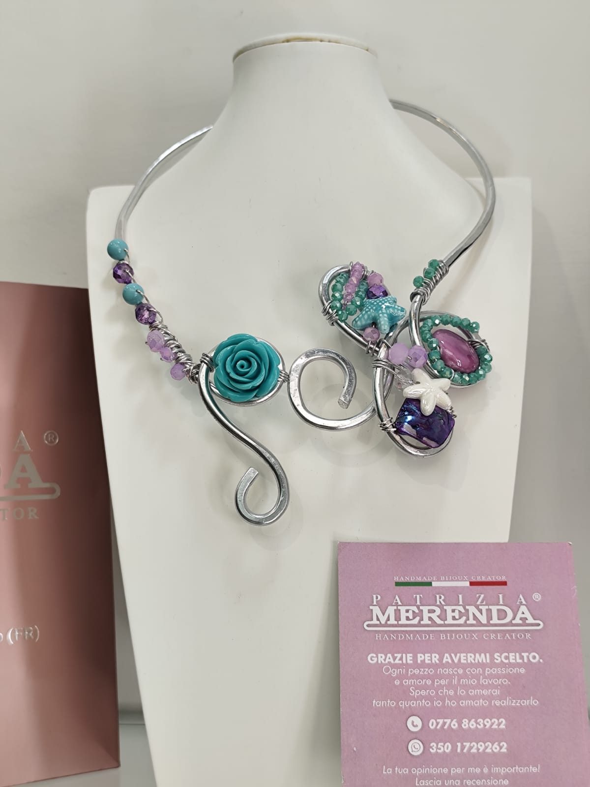 Girocollo wire turchese e lilla