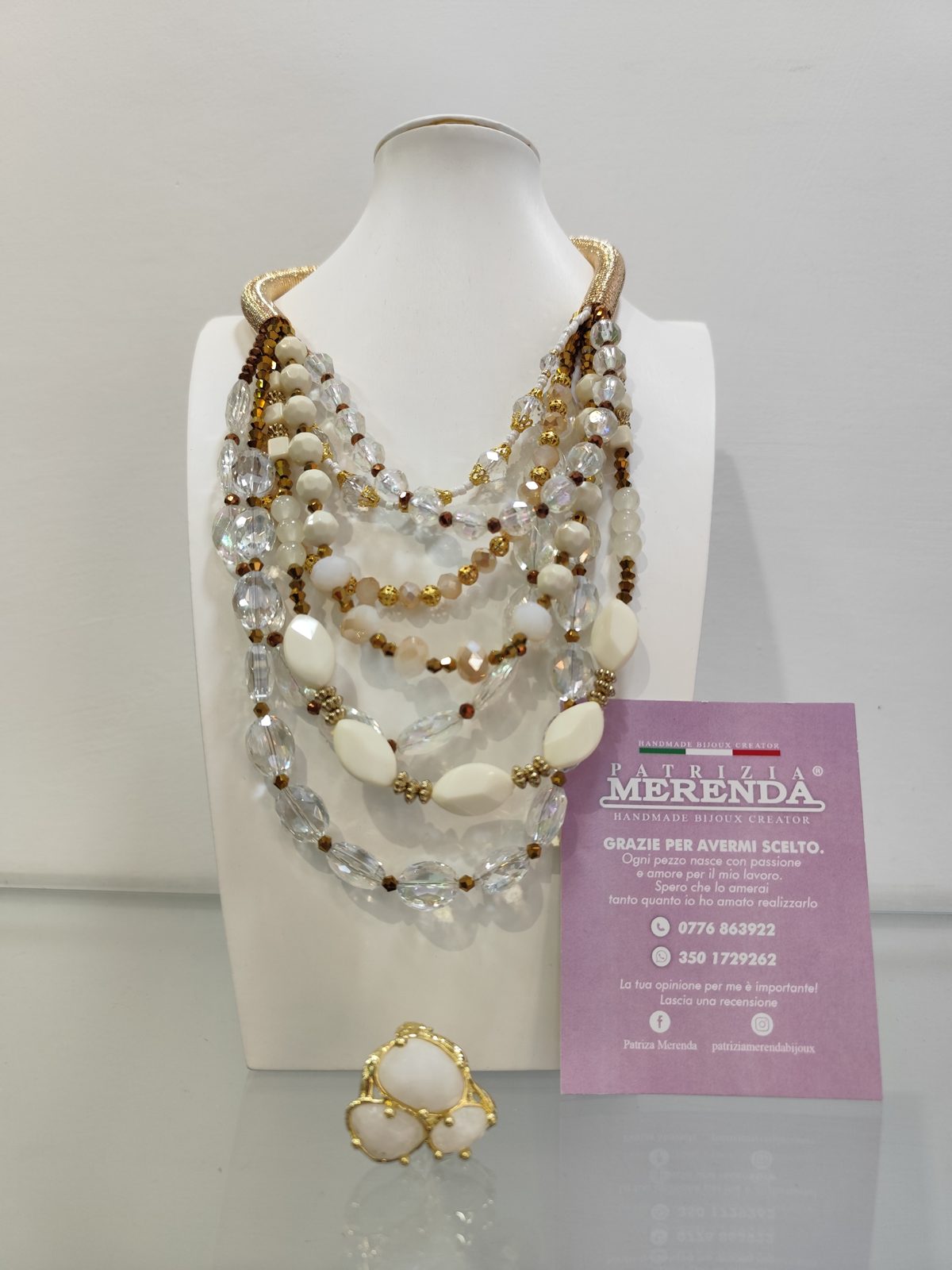 Collana multi filo perle in vetro