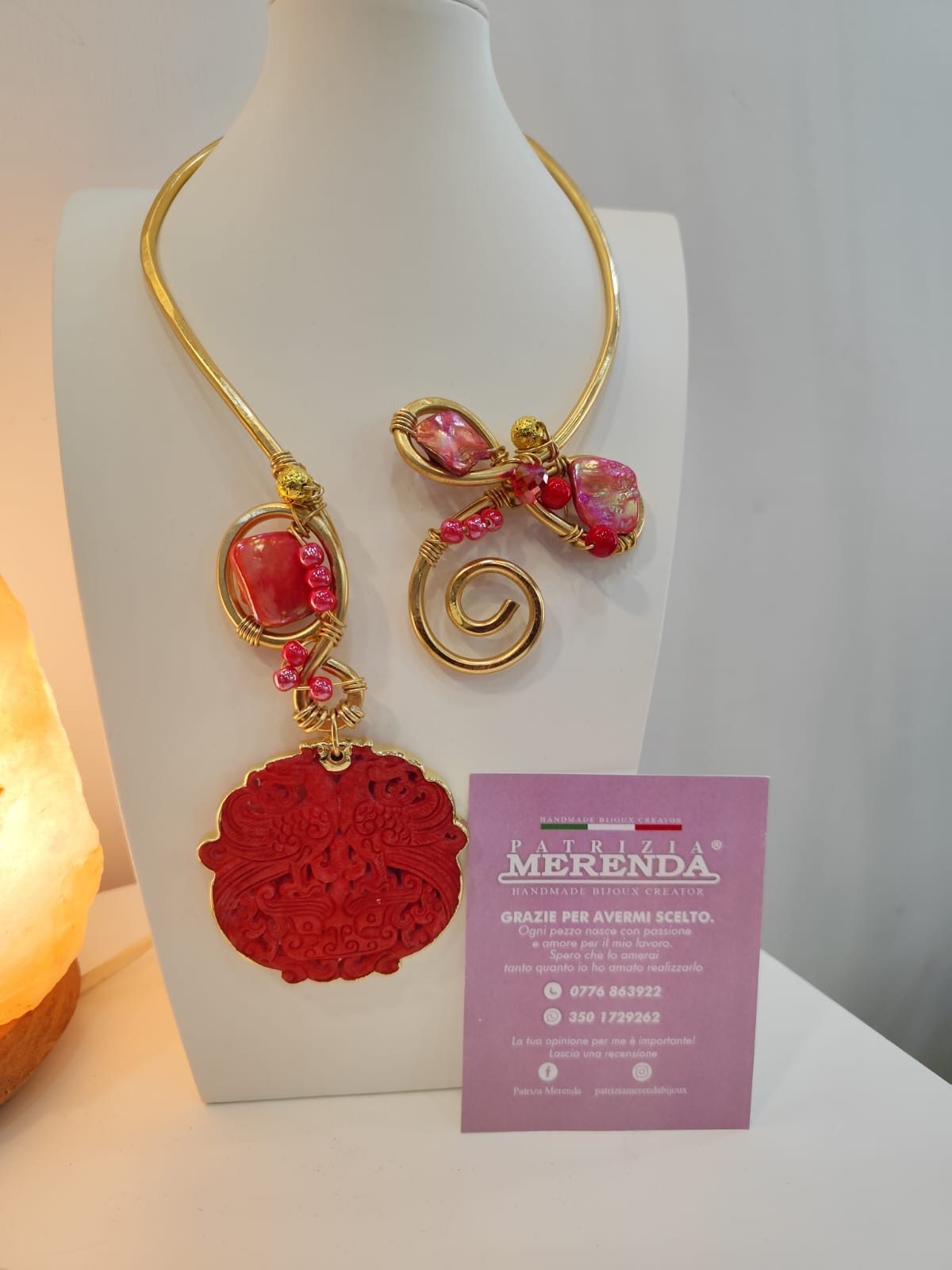 Girocollo in Wire con pendente in giada