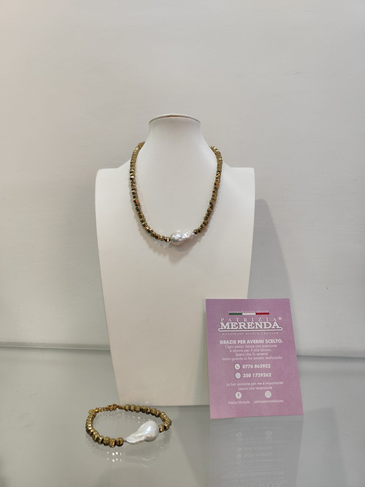 Collana ematite e perla barocca