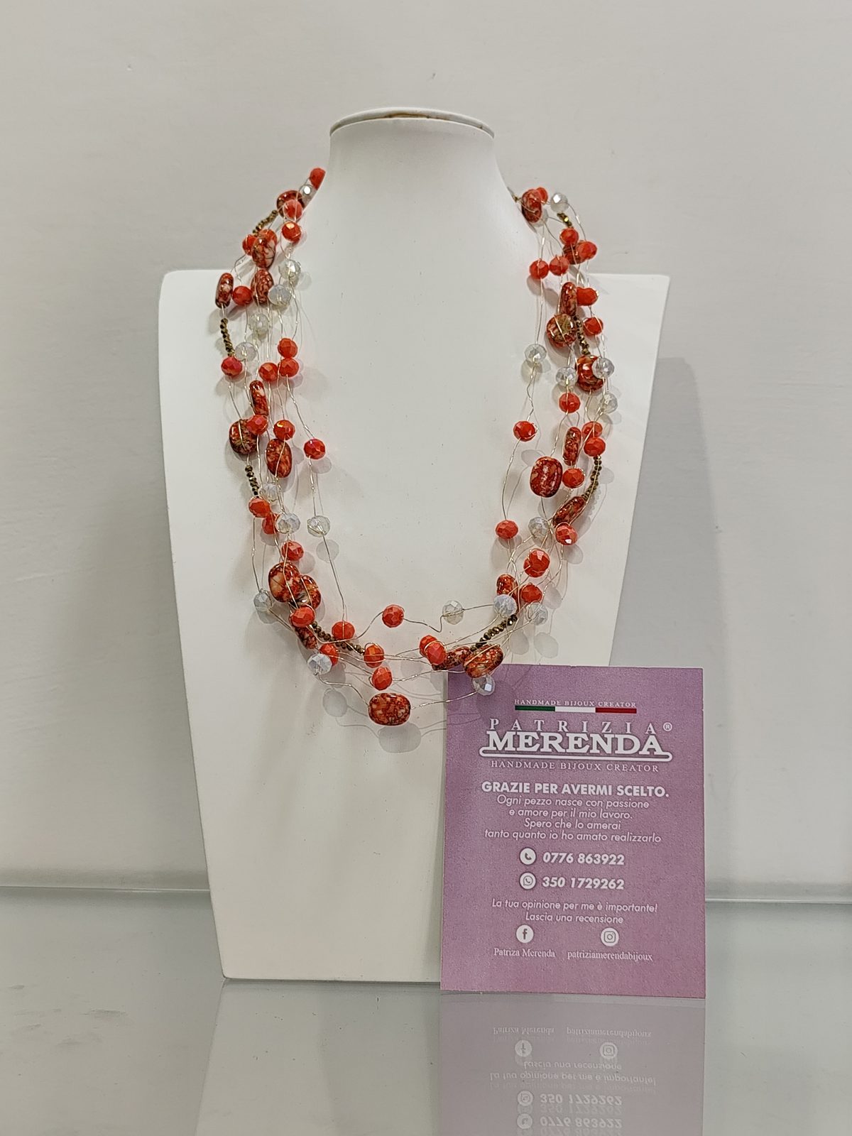 Collana multi filo con mix di cristalli